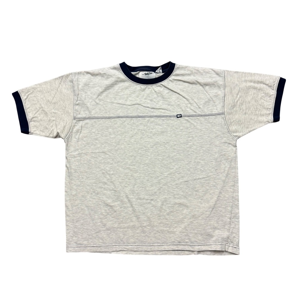 Vintage Y2K Point Zero Ringer T-Shirt Tee
Stripe Retro Boxy Skater Grey L